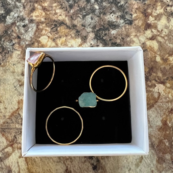 4 NEW Rings: Dainty Gold Bands, Rose Quartz, Blue Apatite Rings - Picture 4 of 10
